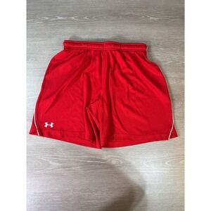 Under Armour Red Athletic Shorts Women's Small Mesh Gym Workout Sportswear